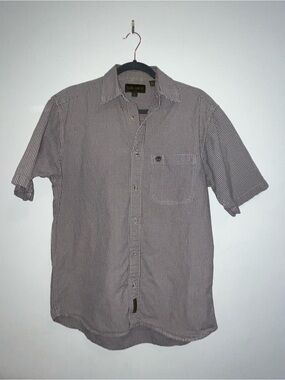 Timberland Short-Sleeve Check Button-Up Shirt - Brown & White